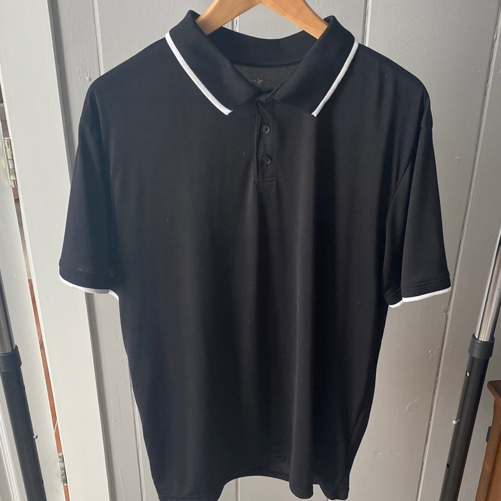 Old Navy Activewear Performance Black Polo Shirt with White Trim - XL